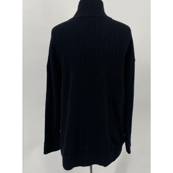 Kinross Cashmere Cardigan Sweater Dual Zipper Front Mockneck Collared Black L - Picture 5 of 8